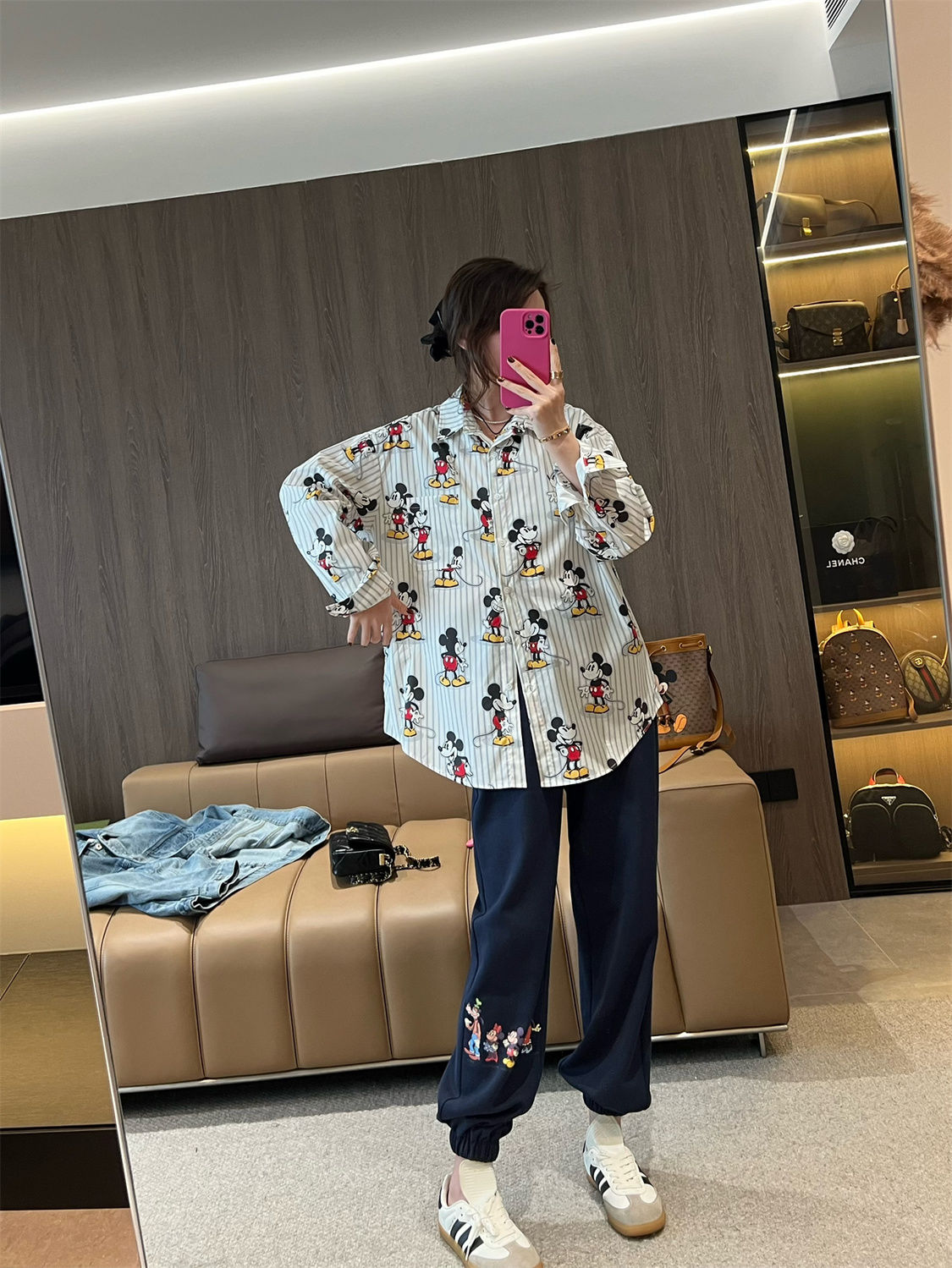【Tops】プリント長袖シャツ Z7666