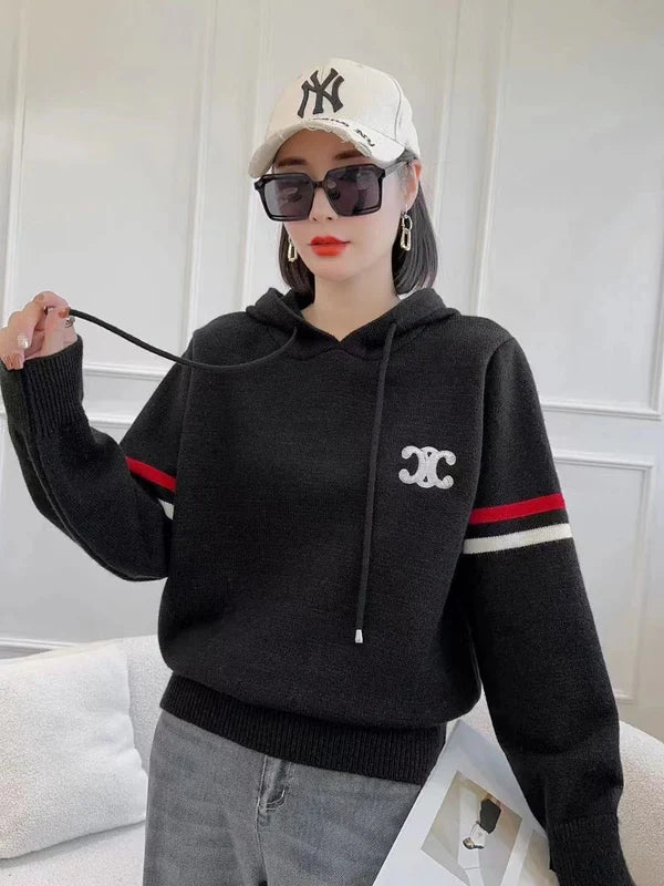 【Tops】フード付きニット W13338