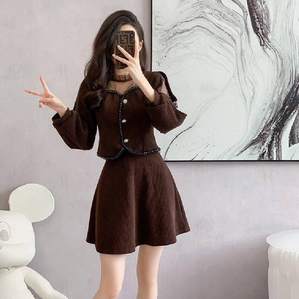 【Set】レイヤード2点セット ジャケット + スカート Z-6456