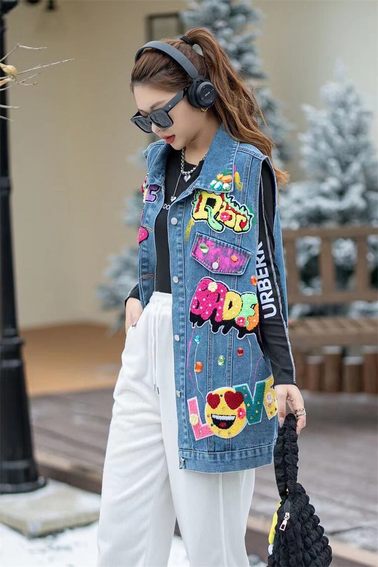 【outer】カートゥーンデニムジレ M21370