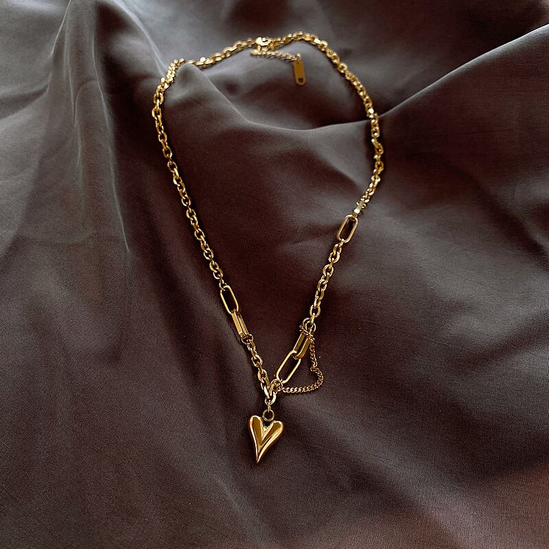 【雑貨】ハートチタン鋼鎖骨?ネックレス