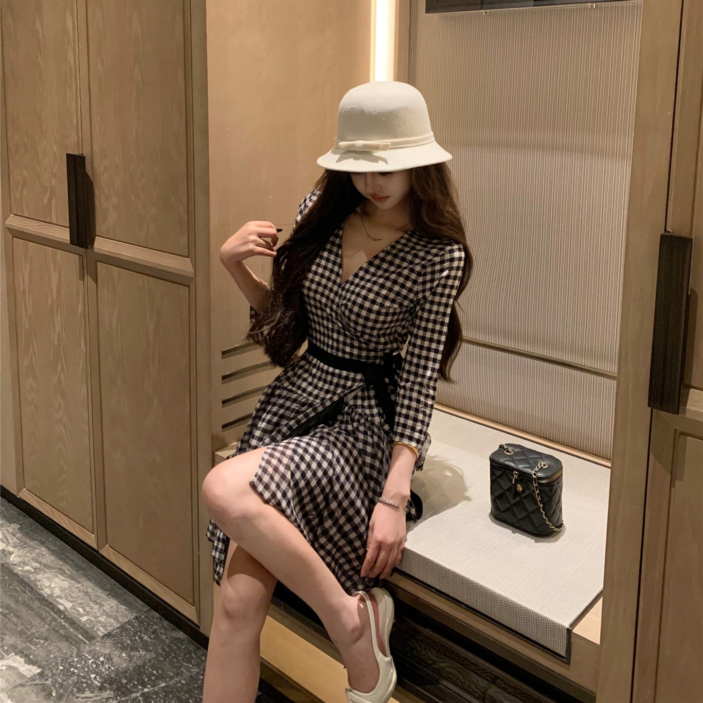 【Dress】チェック柄デートワンピース W14670