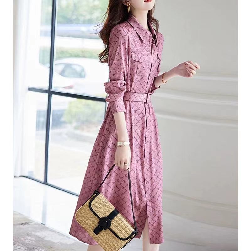 【Dress】プリントシャツワンピース W9320