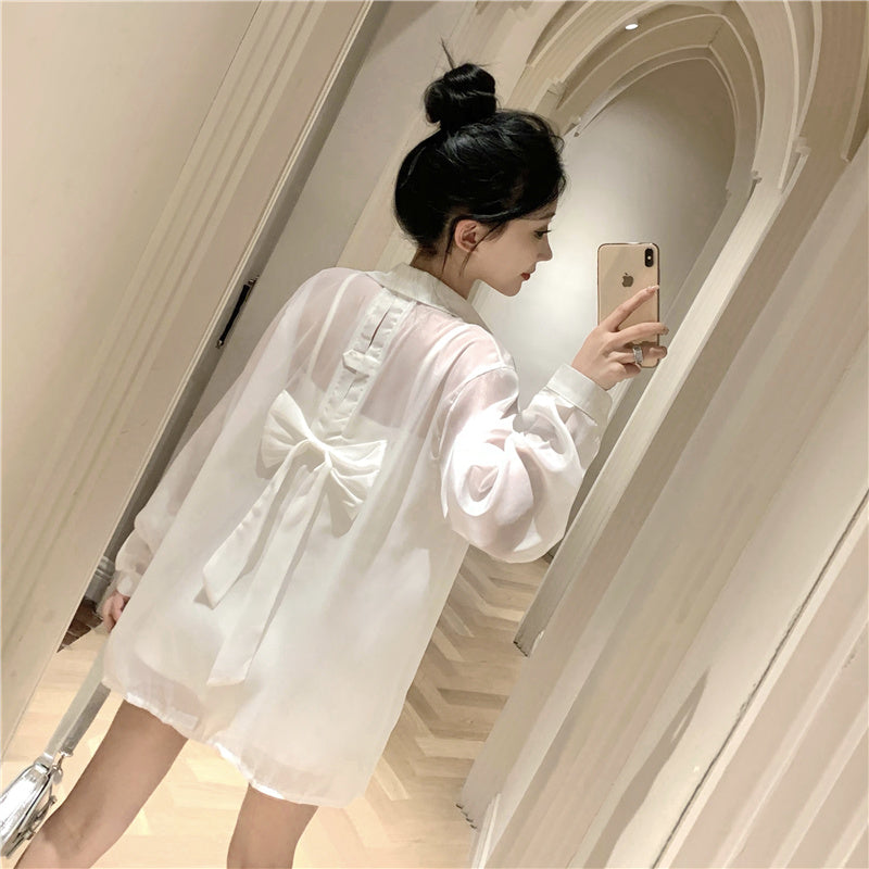【Tops】UVカット薄いシャツ W12348