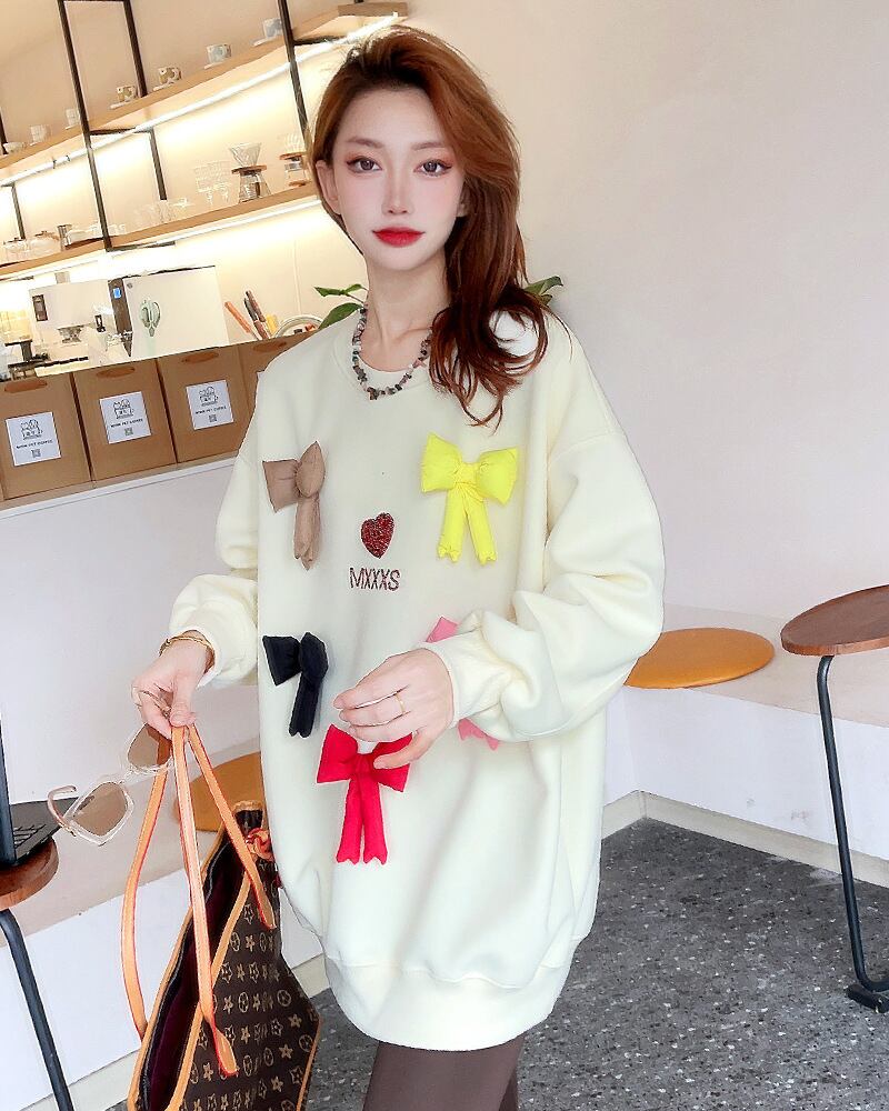 【tops】リボン付きスウェット N2411