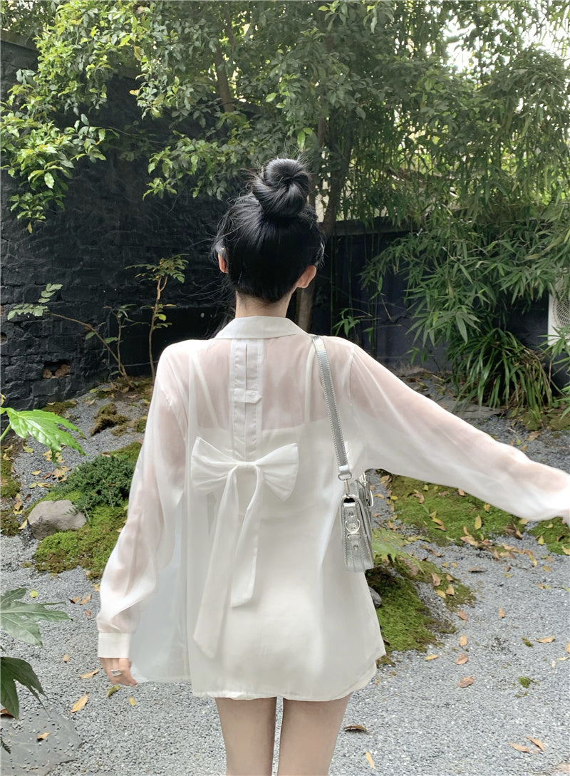 【Tops】UVカット薄いシャツ W12348