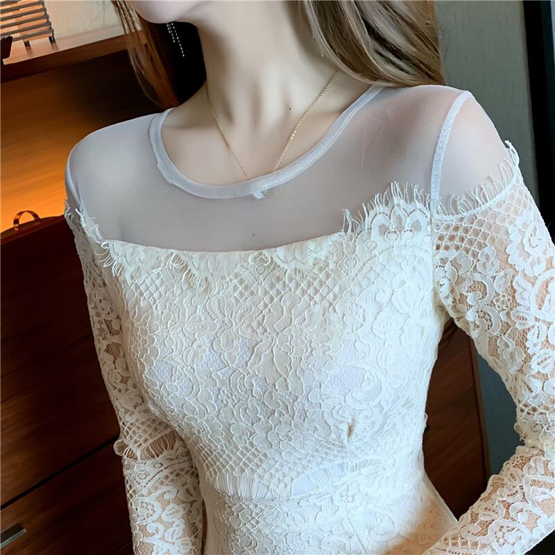 【dress】美人度アップ!韓国系セクシーファッションレース透かし彫りドレス
