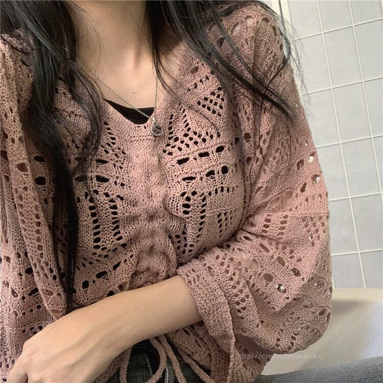 【outer】透かし彫り薄カーディガン