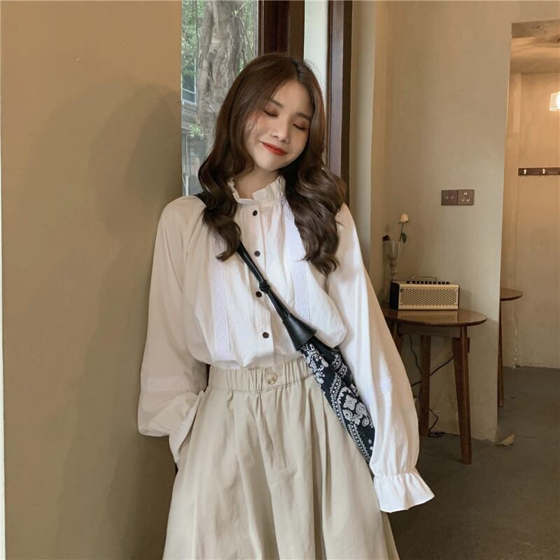 【tops】美人度アップ!韓国系森ガールスウィートデザインレトロシャツ