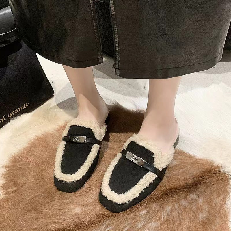 【Shoes】ラムウールデザインスリッパ W13605