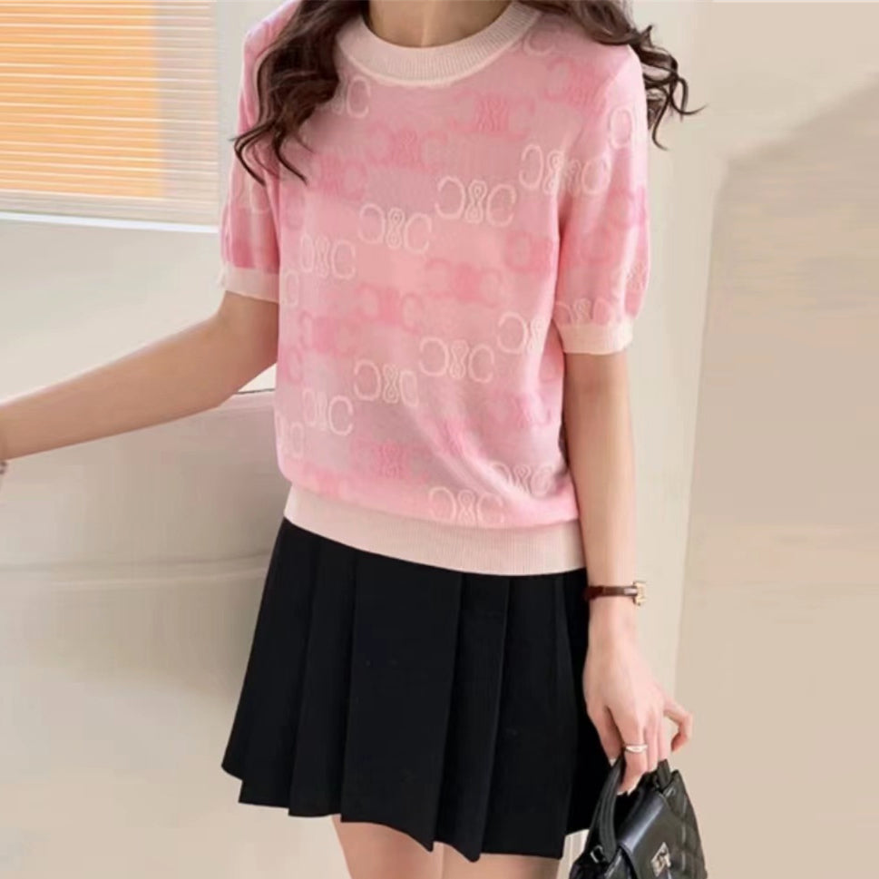 【Tops】カジュアル半袖ニット W13279