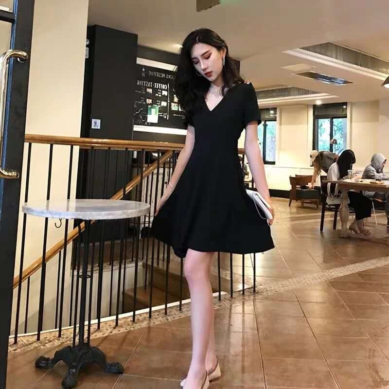 【dress】美人度アップ気質Vネック無地フリルスカート