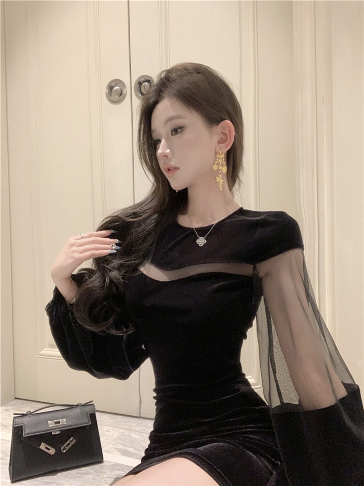 【Dress】チュールドッキングミニワンピース N2952