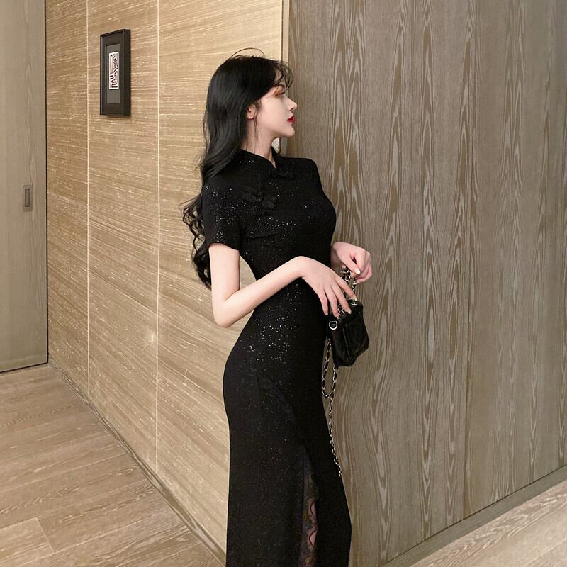【dress】美人度アップ!韓国系スリットセクシーレースガーリッシュチャイナドレス