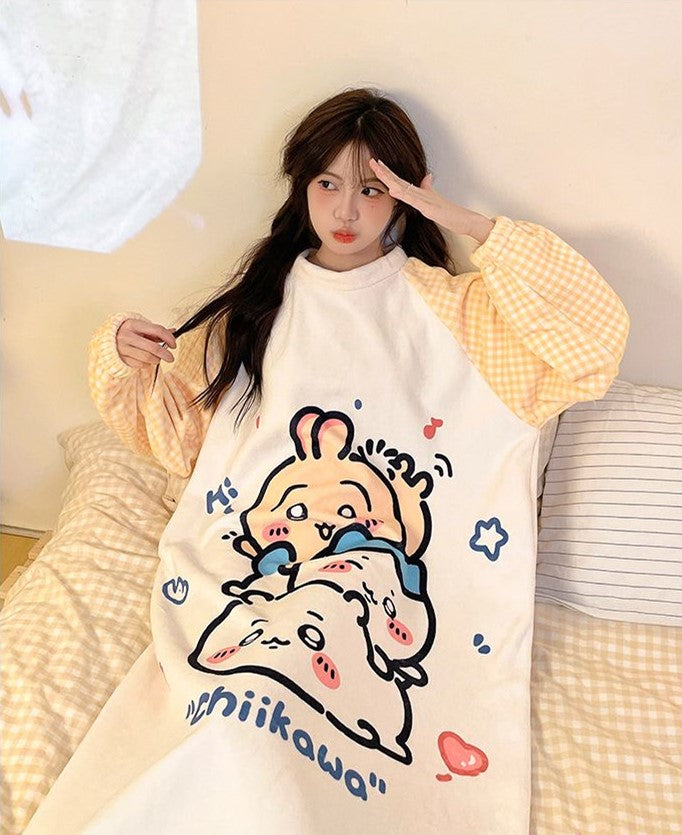 【Roomwear】もこもこルームワンピース Z7640
