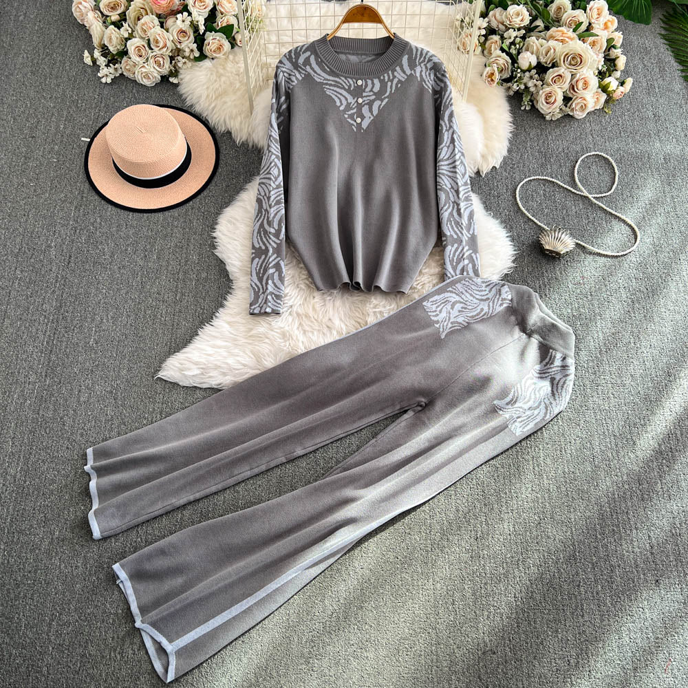 【Set】ニット + パンツ2点セット W14112