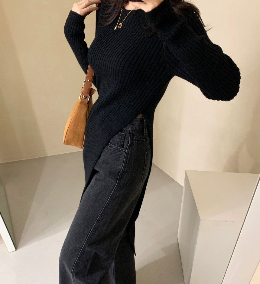 【Dress】スリット入りニットワンピース W13471
