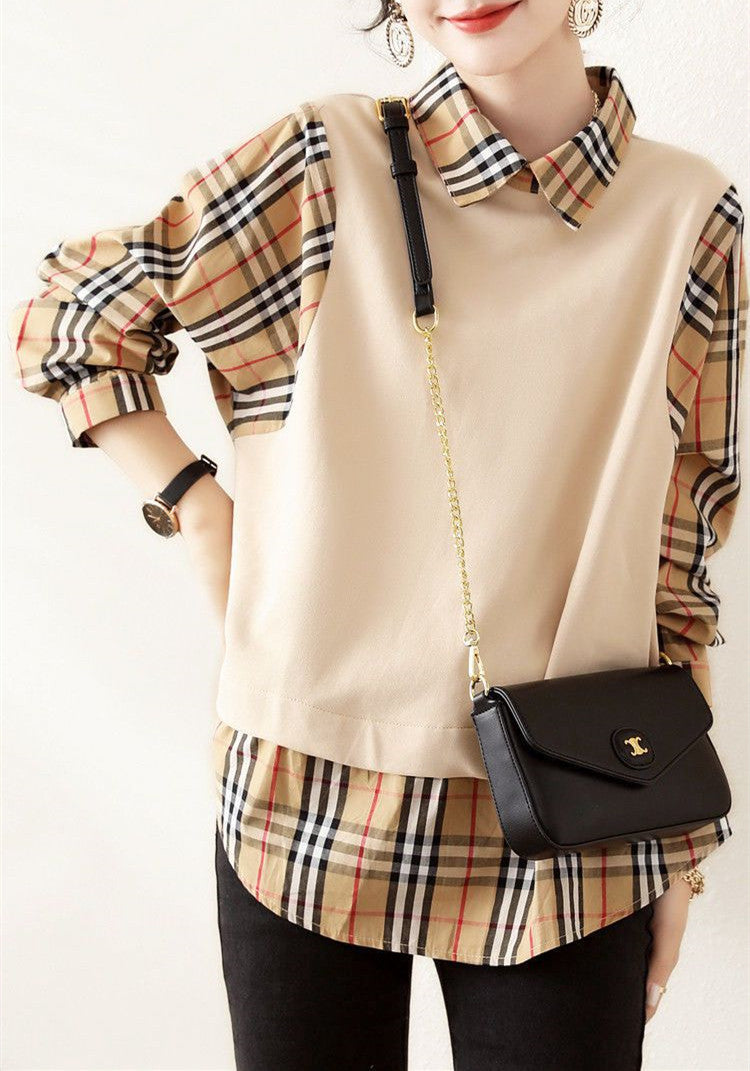 【Tops】フェイクレイヤードシャツ W13811