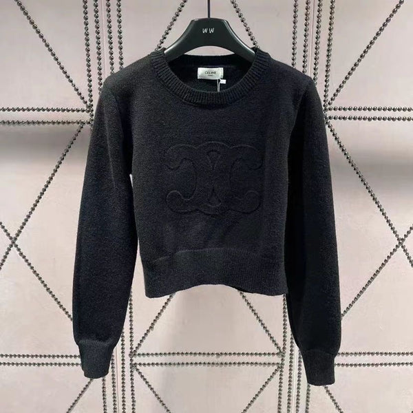 【Tops】3色ラウンドネック長袖ニットセーター W13397