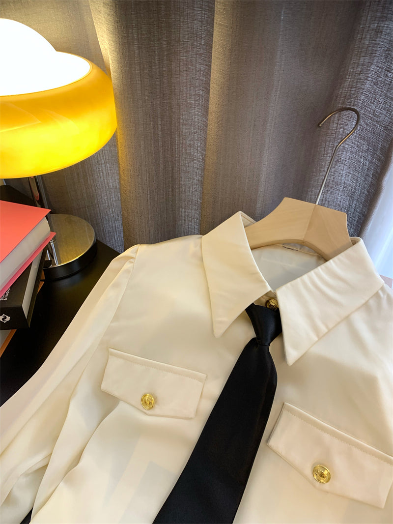【Tops】高級感ファーシャツ W13456