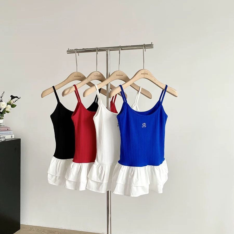 【Tops】4色展開刺繡入りキャミソール T01356