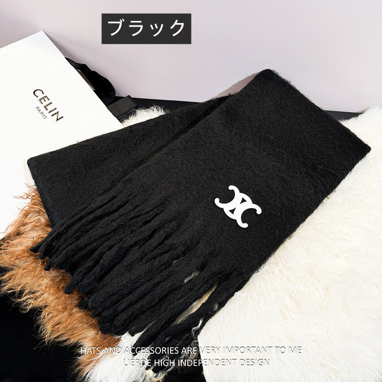 【雑貨】厚手フリンジマフラー W14654