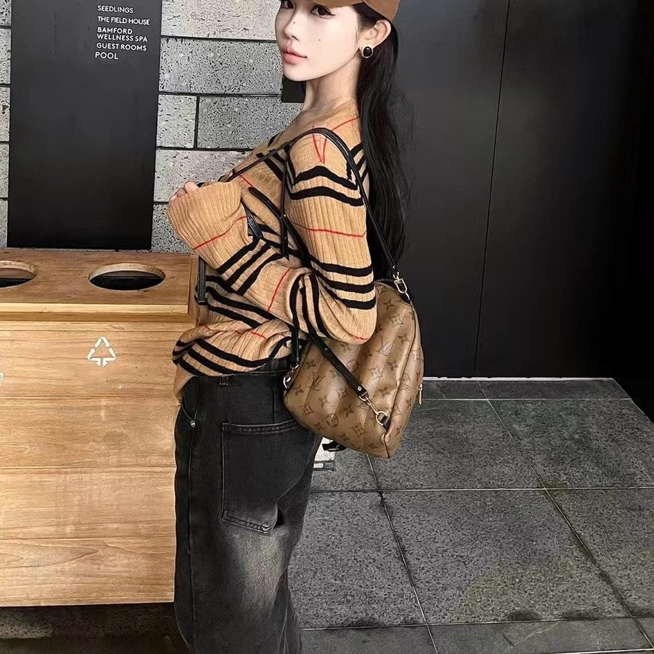 【Tops】Vネック春秋ニット W14047