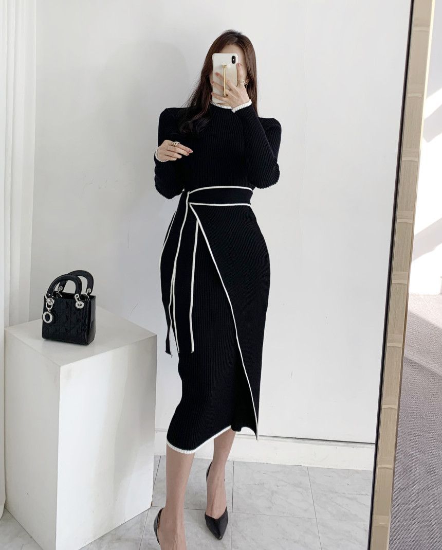 【Dress】配色きれいめワンピース Z7674