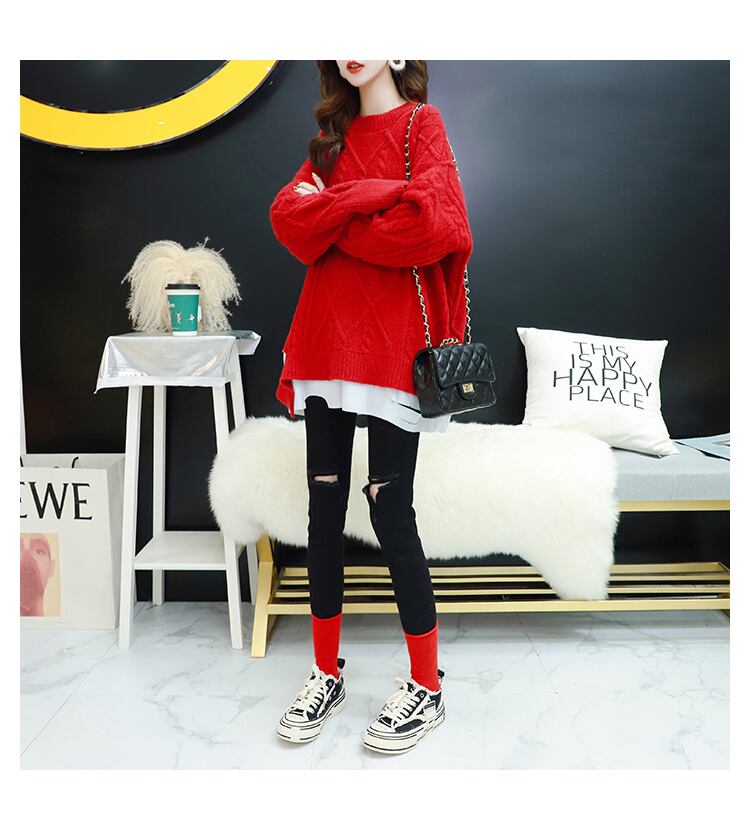 【tops】大人可愛い!スウィート不規則 イレギュラー切り替えセーター3色