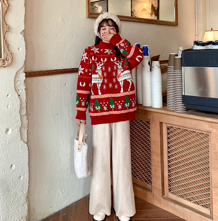 【Tops】クリスマス風ニットセーター W14602