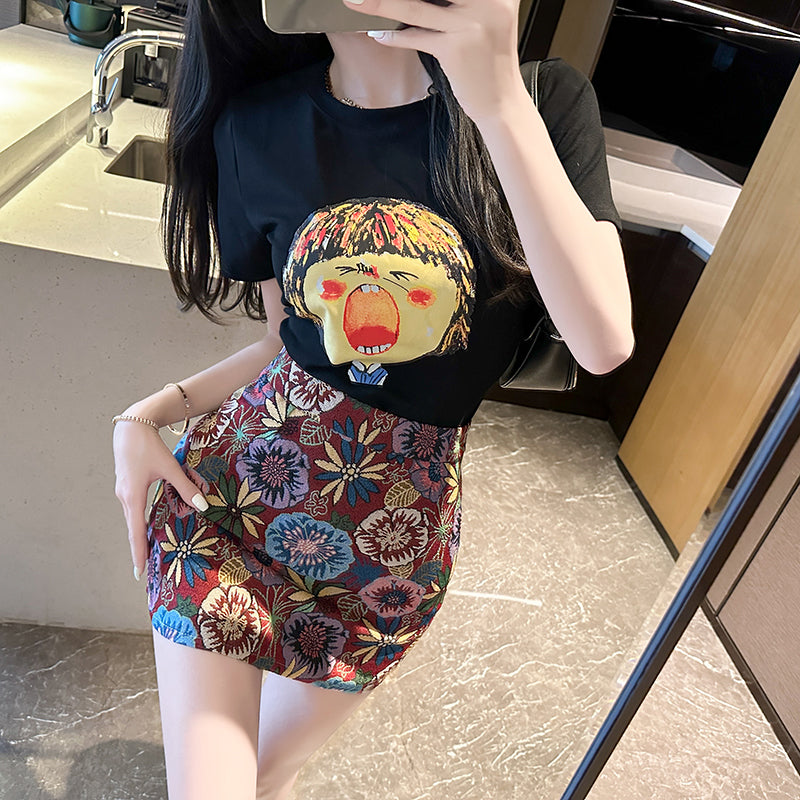 【Set】Tシャツ+スカート夏セット W11823