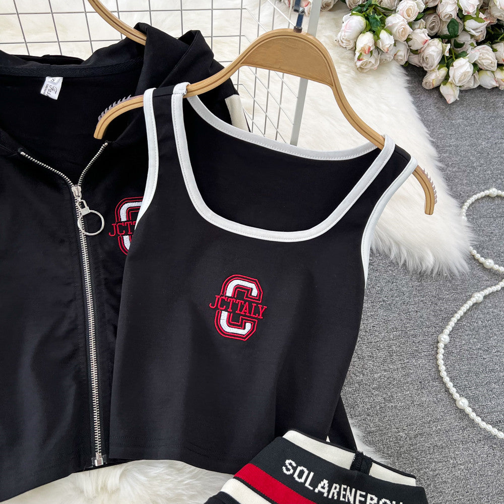 【Set】3点セット ジップパーカー+タンクトップ+ パンツ W13672