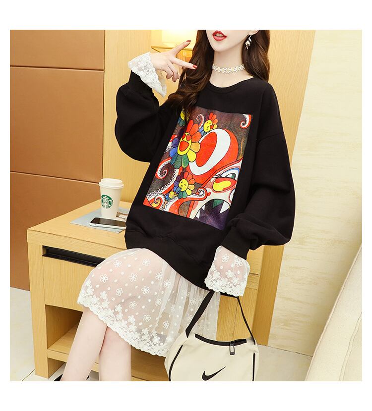 【dress】定番シンプルカジュアルレース切り替え2色ワンピース