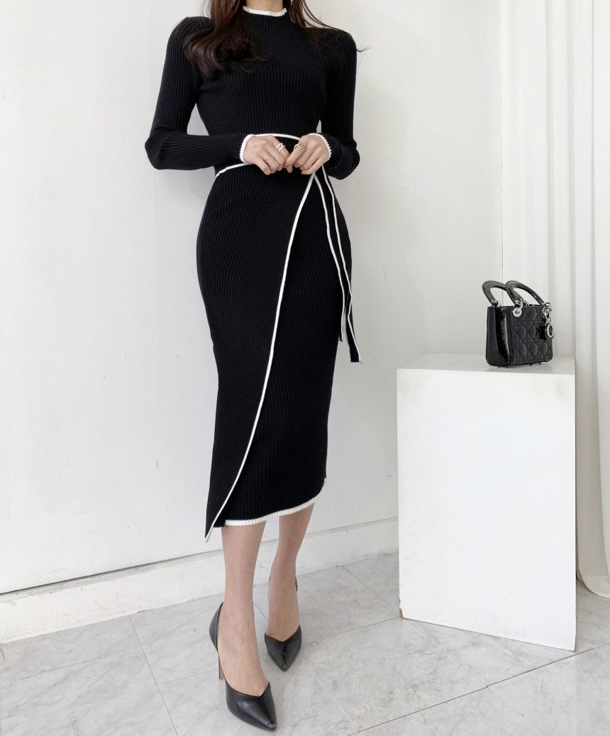 【Dress】配色きれいめワンピース Z7674