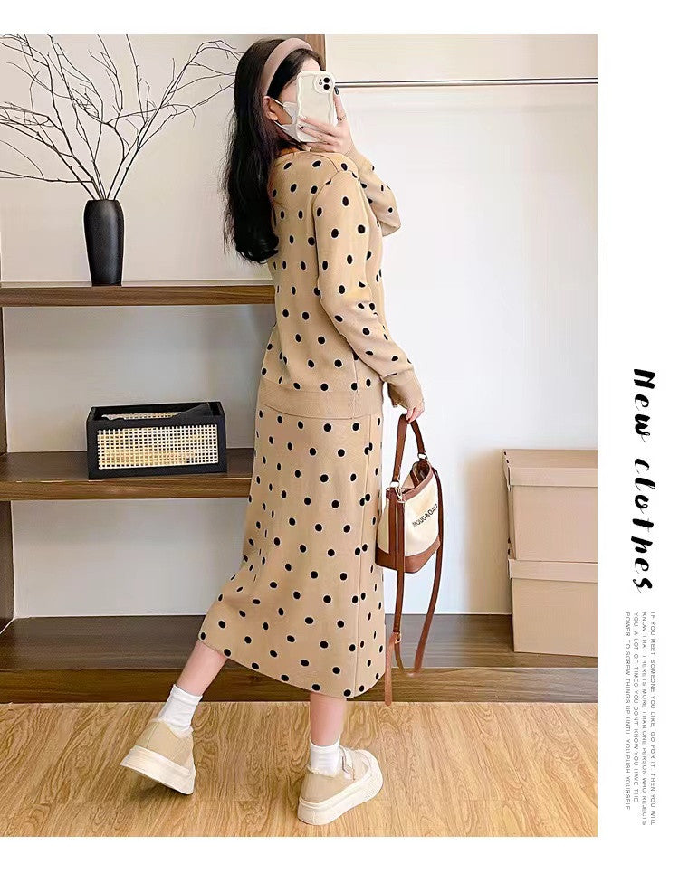 【Set】ドット柄ニット2点セット W14108