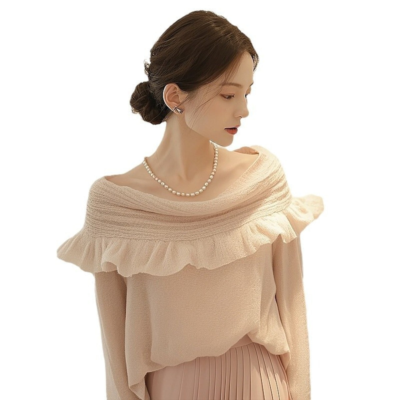 【Tops】フリルニットトップス W14205