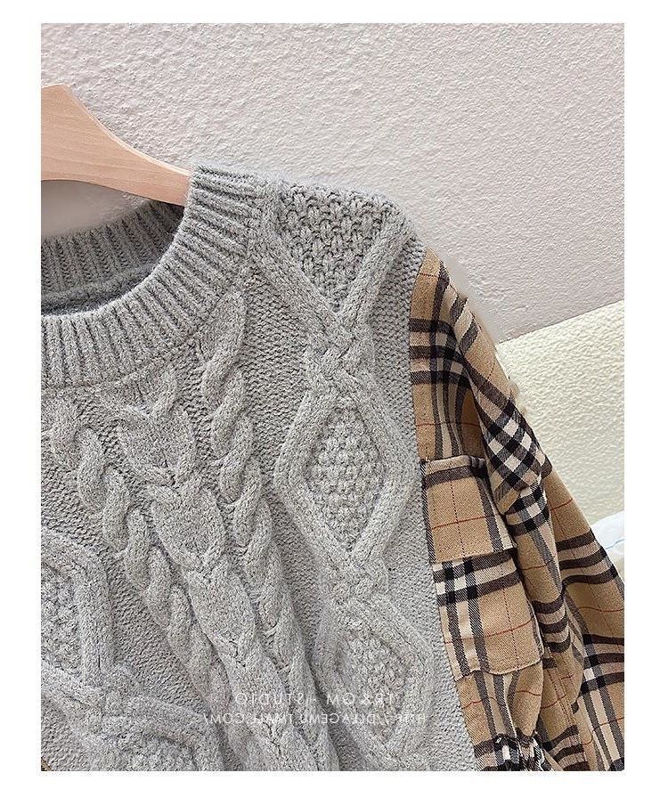 【Tops】フェイクレイヤードセーター W13533