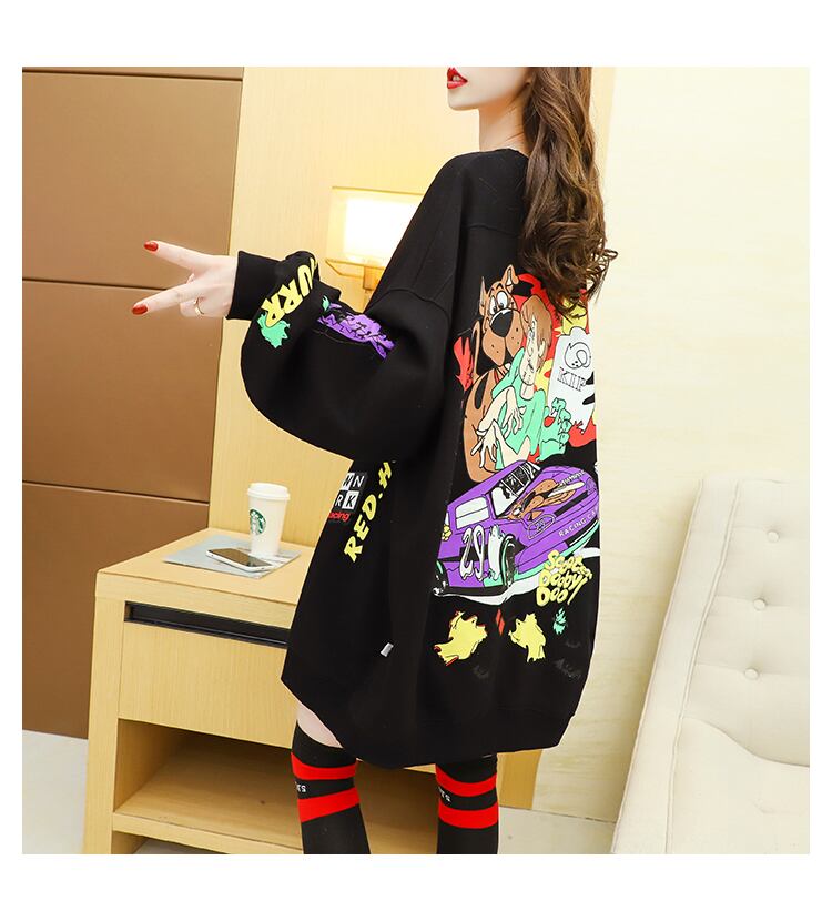 【tops】カートゥーンカジュアルパーカーゆったり3色着心地よい