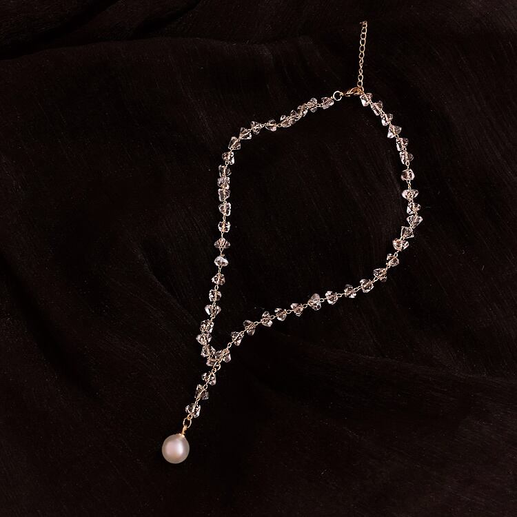 【雑貨】ラインストーン パール 鎖骨?ネックレス
