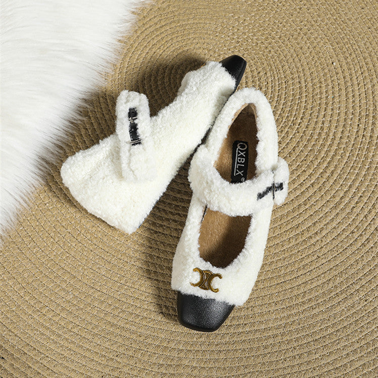 【Shoes】ラムウールフラットシューズ W14717