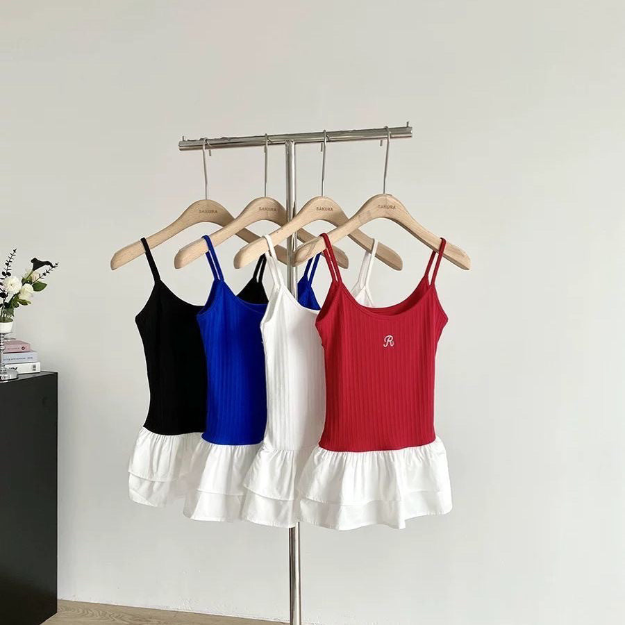 【Tops】4色展開刺繡入りキャミソール T01356