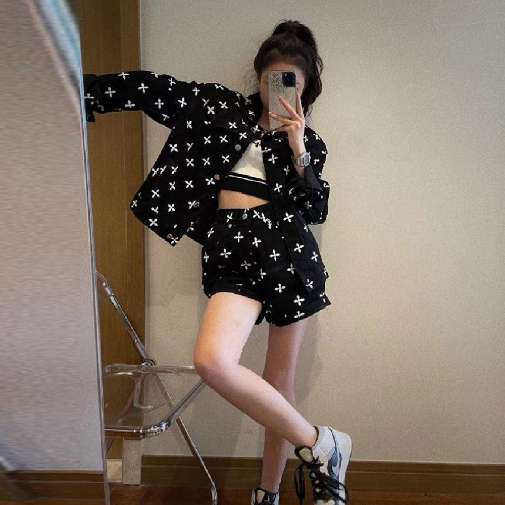 【Set】デニム2点セット ジャケット + ショートパンツ  Z-6752