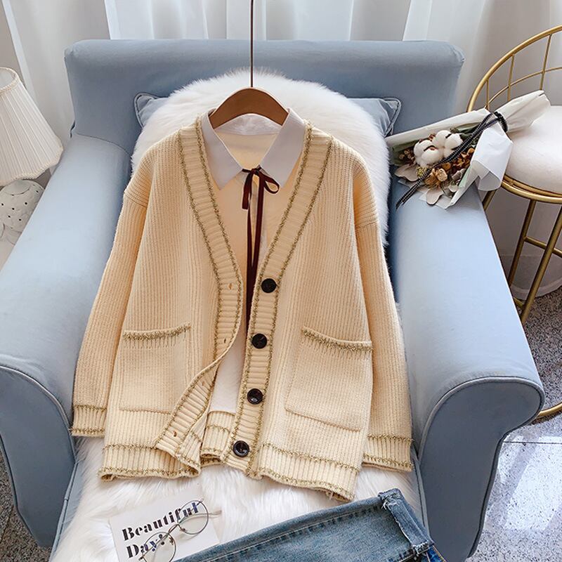 【outer】おしゃれ!気質アップエレガント ニットカーディガン3色