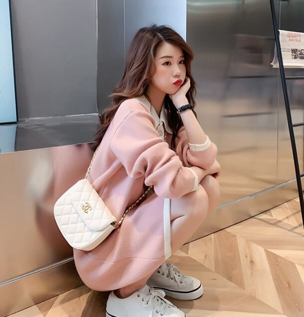 【set】韓国OLニットファッションカジュアルセット2枚セット