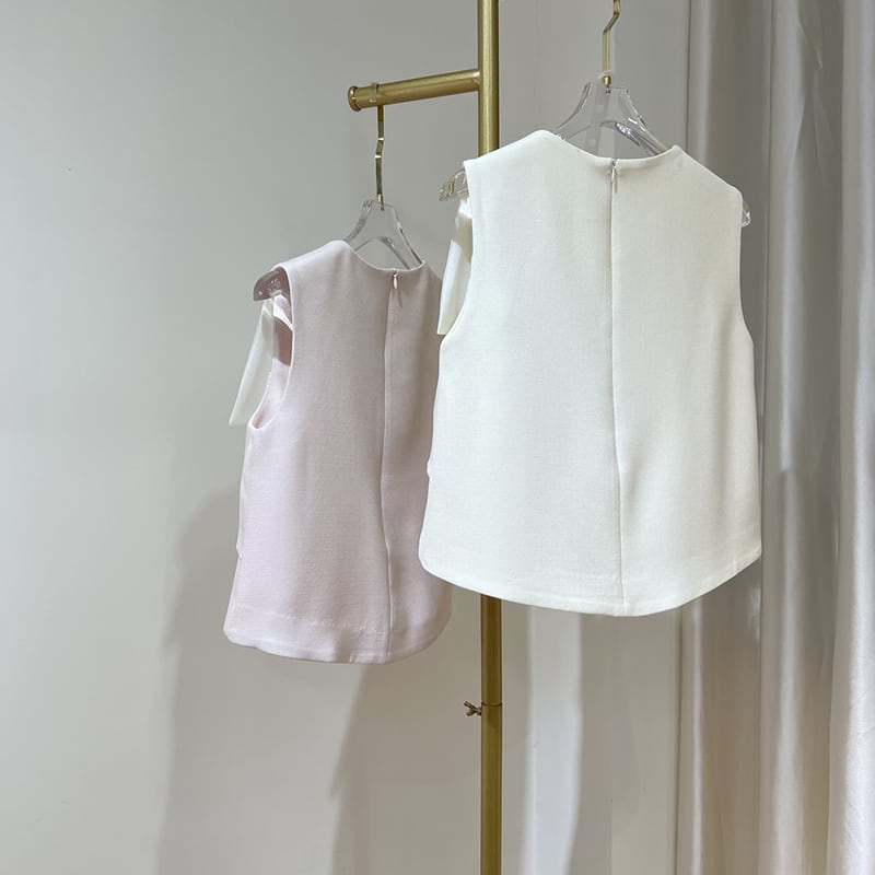 【Tops】新入荷~リボン付きタンクトップ W11017