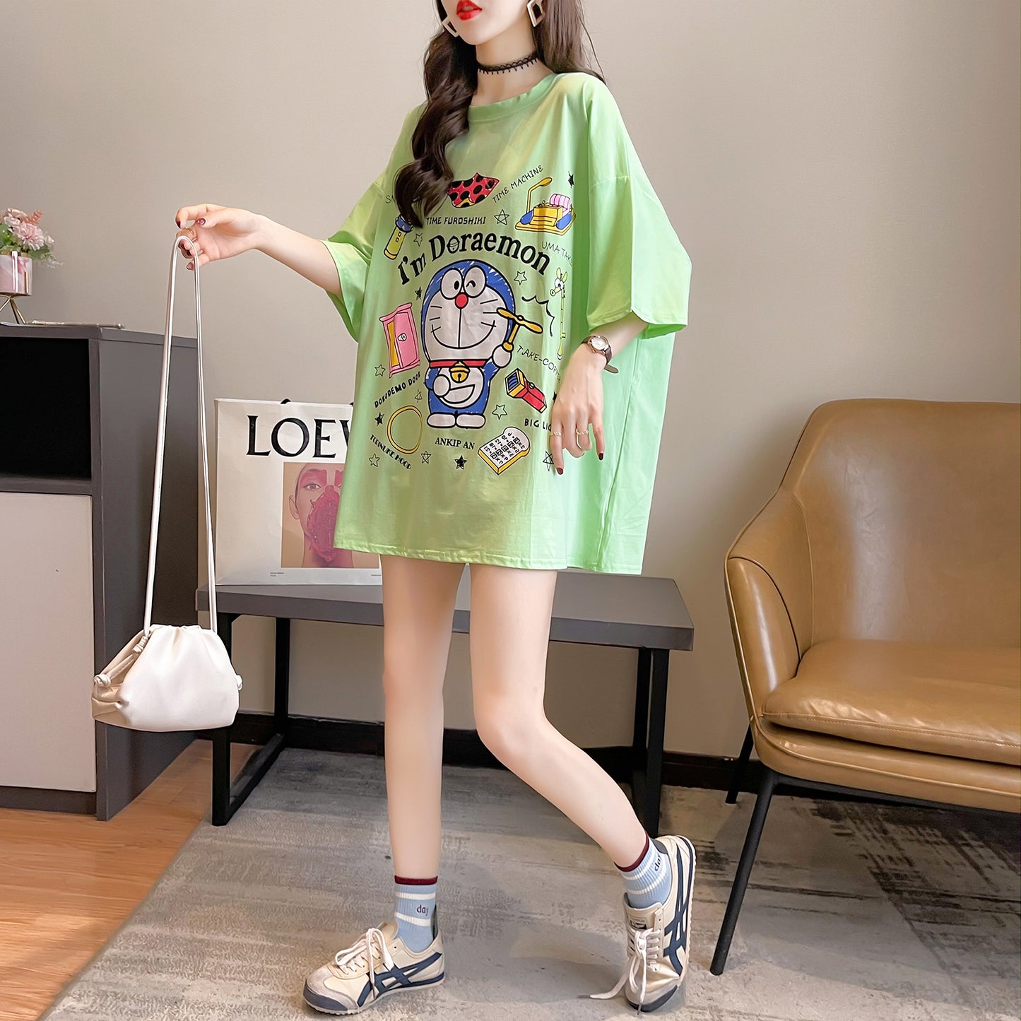 【Tops】3色選択可プリントTシャツ W12383