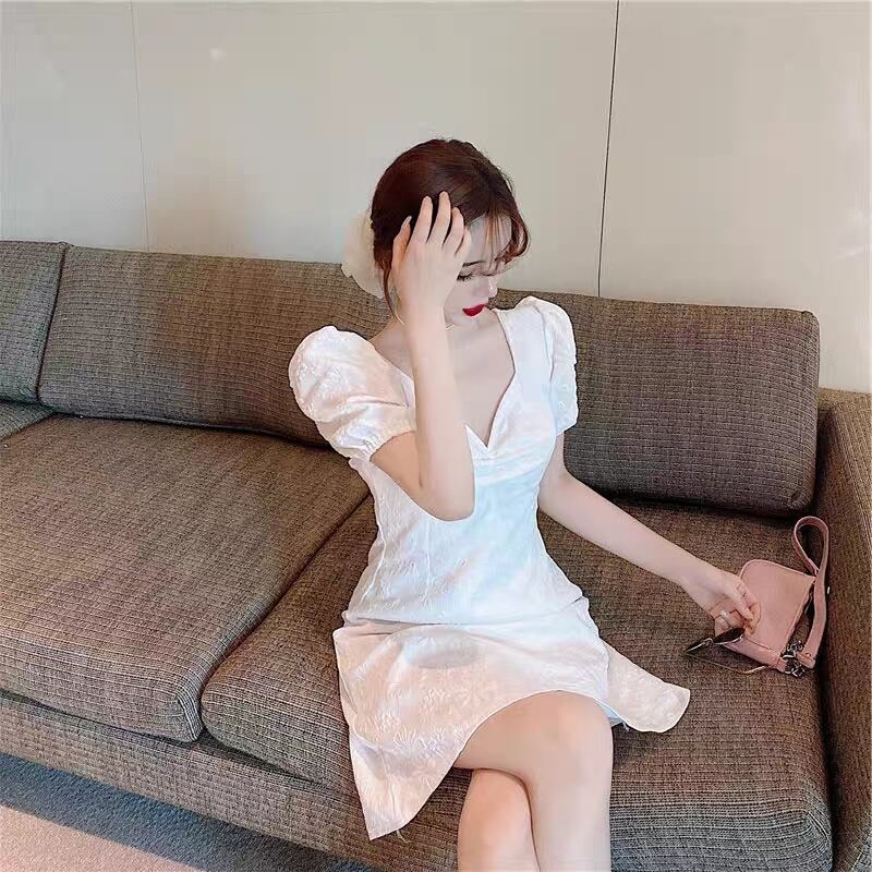 【dress】美人度アップレトロセクシースウィート森ガールパフスリーブスカート