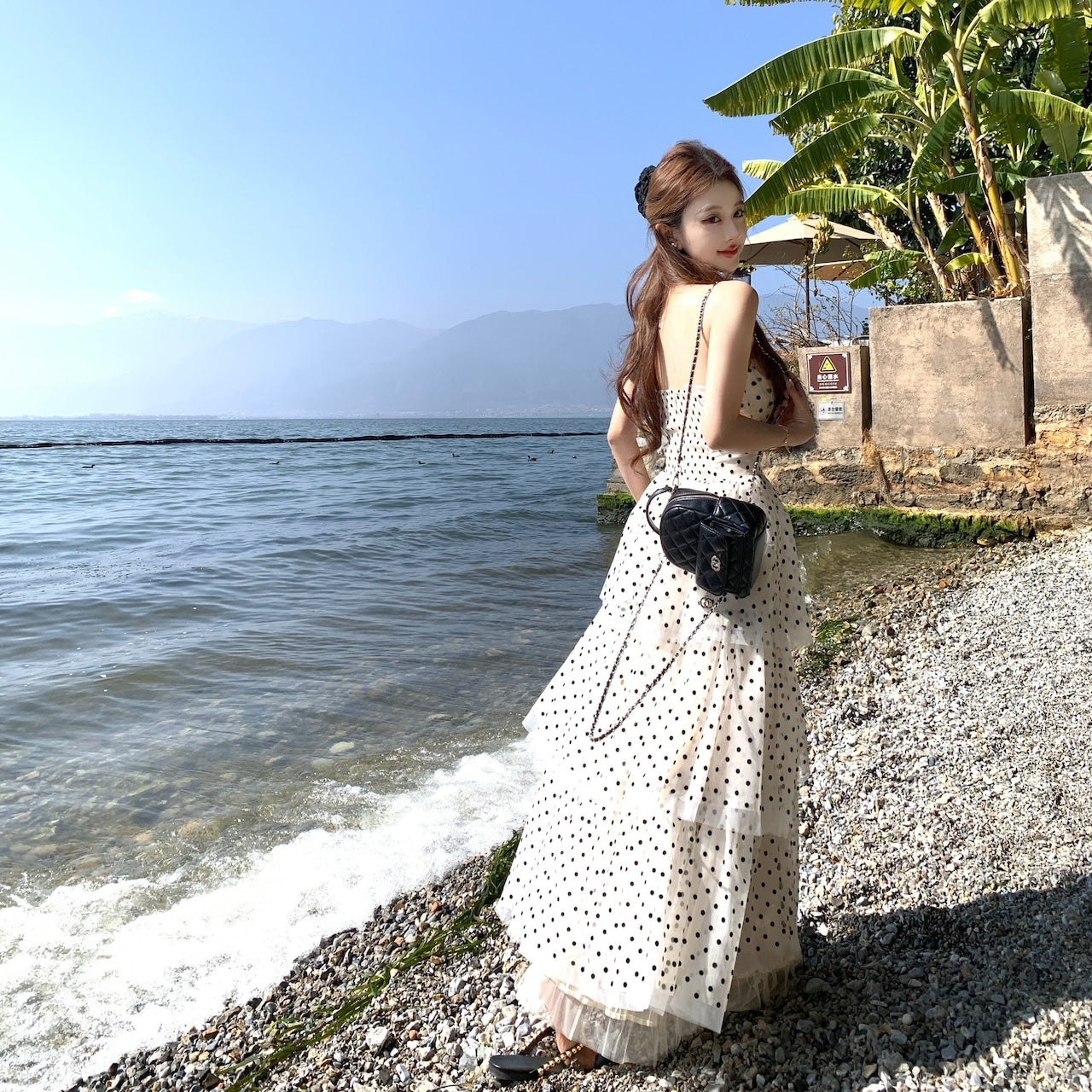 【Dress】ホルターネックドット柄ワンピース M29722