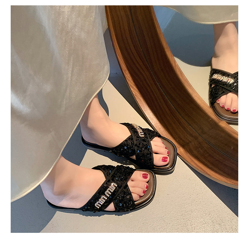 【Shoes】スパンコールスリッパ W12373