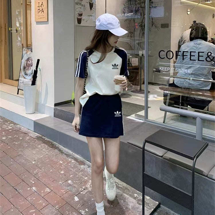 【Set】配色セット Tシャツ+ スカート   W12671